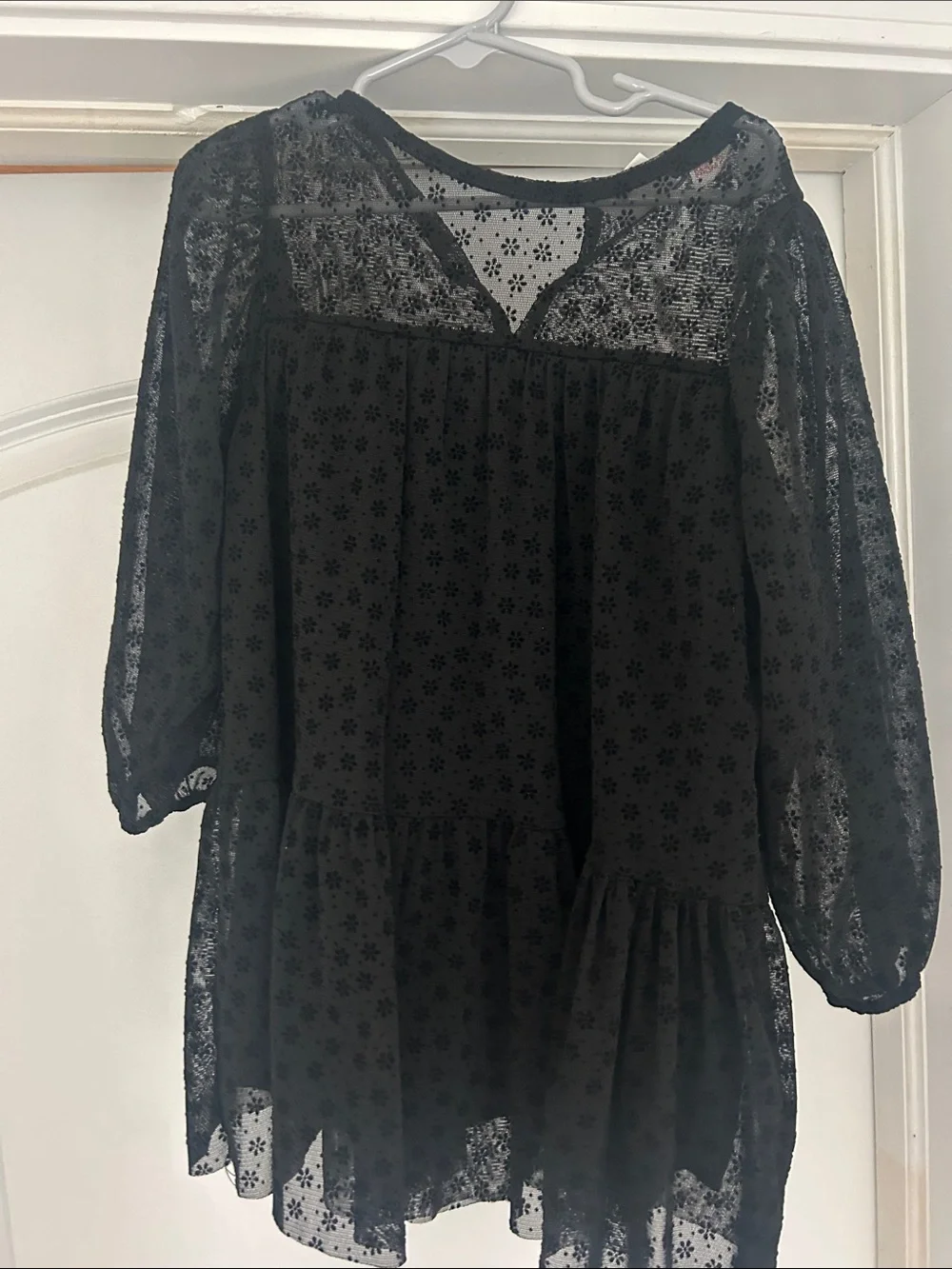 Zara Kids Sheer Black Floral Lace Dress